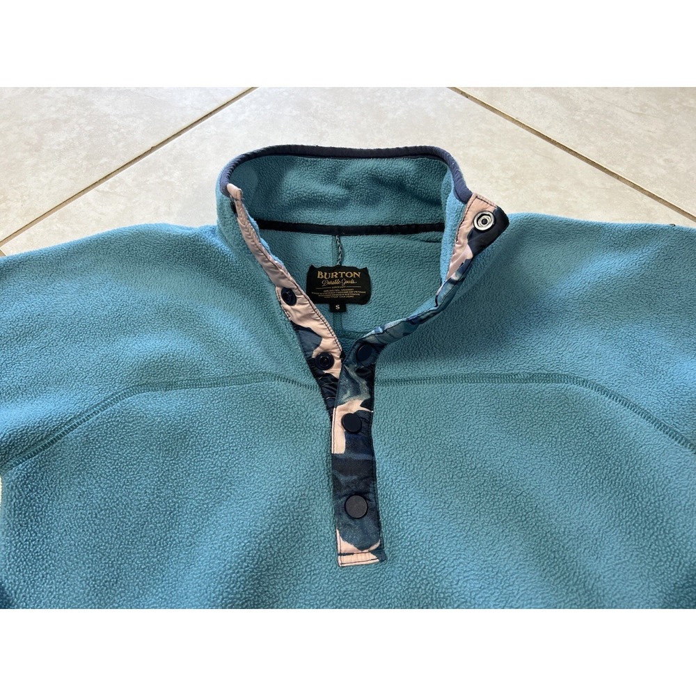 Burton Women's Fleece Jacket Snap Button Long Sleeve Snowboard Blue Small‎
